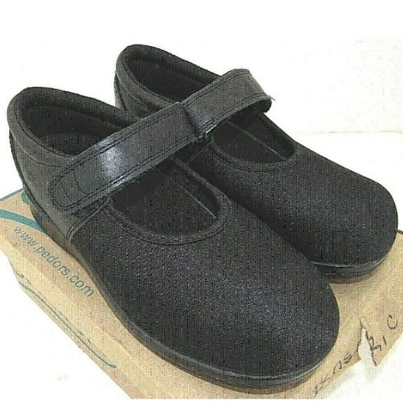 PEDORS Stretch Orthopedic Mary Janes Black Neopren - Picture 1 of 6